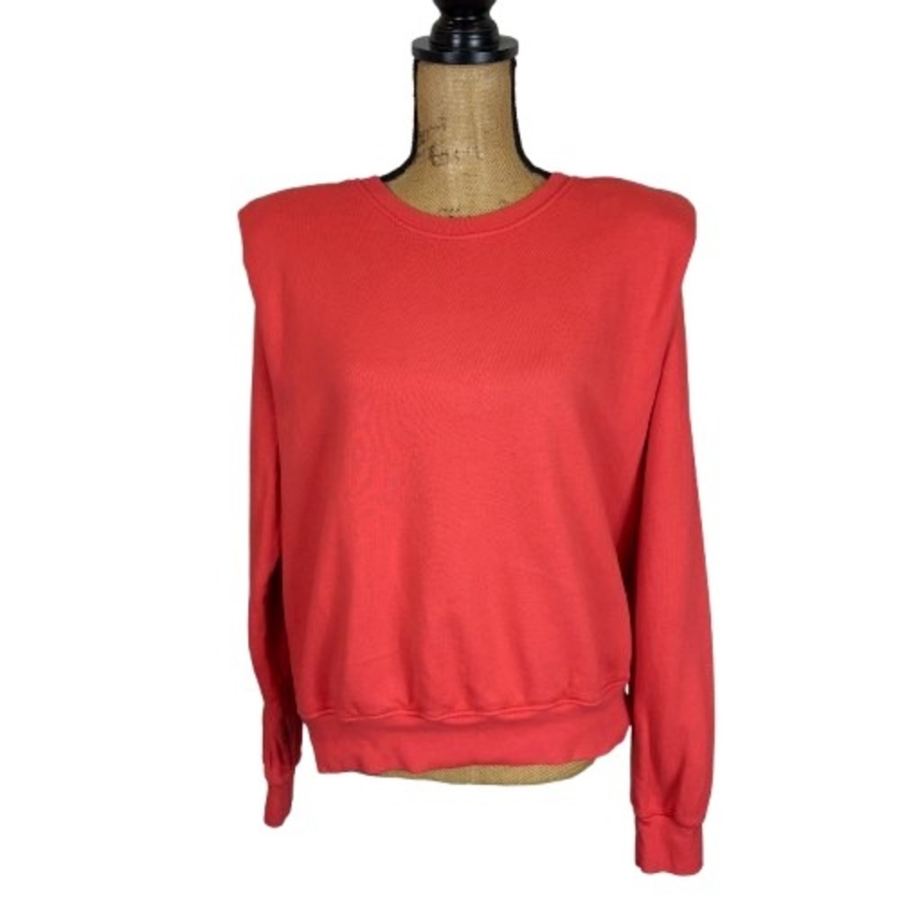 Sundry‎ Shoulder Pad Crew Neck Sweatshirt Coral 10% Cotton Size 1 Small